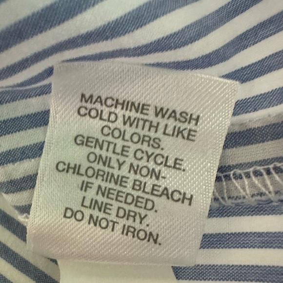 J. Jill Embroidered Button Down Shirt Blue White Stripe Size Medium Costal Work - Picture 8 of 8